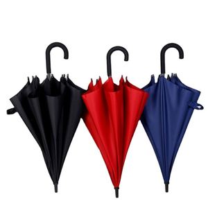 Parapluie d'affaires classique moderne personnalisable, durable, droit, à double rainure, en plastique courbé, manuel, pour le golf - Product Image 1