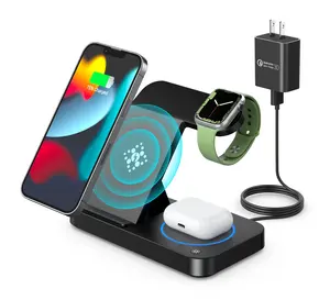 Best seller 2024 New CE Universal Qi Wireless Charging Station Foldable 15w Fast Charge 4 in 1 Wireless Charger for iphone