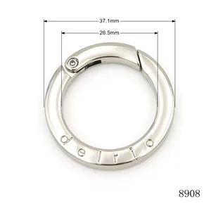 Handbag Hardware Accessories Custom Logo Engraved Nickel Spring Gate Ring For Purse Strap