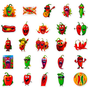 50 Pezzi Adesivi <span class=keywords><strong>Divertenti</strong></span> a Forma di Peperoncino, <span class=keywords><strong>Sticker</strong></span> in Vinile Impermeabili con Espressioni Facciali, Decorazioni Fai-da-Te - Product Image 4