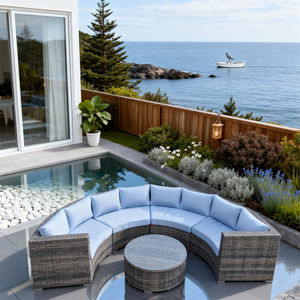 Sectional Curved Wicker <b>Sofa</b> Set with Round Table Customizable Dimension Block Splicing Multi-Person Chatting Custom Service - Product Image 2