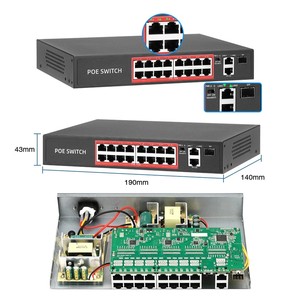 Switch réseau POE <span class=keywords><strong>Techage</strong></span> 48V 4CH/8CH/16CH 10/100Mbps IEEE 802.3af/at Ethernet Full-Duplex pour système de caméra IP sans fil AP CCTV - Product Image 2
