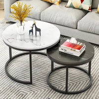 Table basse en marbre moderne nordique, plateau en métal durable, facile à nettoyer, table basse gigogne, mobilier de salon, base en métal