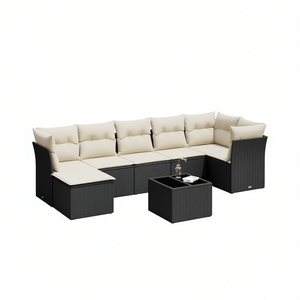 Black PE Rattan Modular Garden <b>Sofa</b> <b>Set</b> Outdoor Furniture Contemporary Design High-Density Foam Cushions - Product Image 1