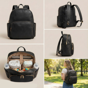 OEM工厂接受全品牌定制高级人造皮革尿布包背包妈妈婴儿包，适用于电商和零售品牌 - Product Image 3