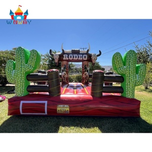 Riding Rodeo Cowgirl Cactus Château mécanique <span class=keywords><strong>de</strong></span> saut <span class=keywords><strong>de</strong></span> taureau avec crânes et <span class=keywords><strong>bottes</strong></span> <span class=keywords><strong>de</strong></span> cow-boy, PVC durable pour les fêtes d'enfants - Product Image 6