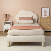 Lit d'enfant rembourré en forme de nuage mignon avec tête de lit rembourrée douce pour la chambre des filles