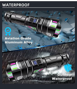 Xách tay 30 wát LED 30000 lumen ngọn đuốc chiến thuật USB không thấm nước kỹ thuật số hiển thị điện 5 chế độ ngoài trời đèn pin trường hợp khẩn cấp ngoài trời - Product Image 2