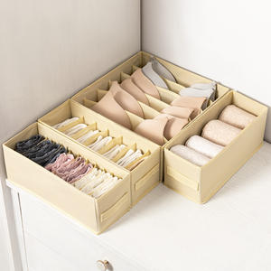 Organizador de ropa de armario con caja de almacenamiento de ropa de mano Cajas de almacenamiento clasificadas de ropa interior de varios compartimentos lavables de tela - Product Image 1