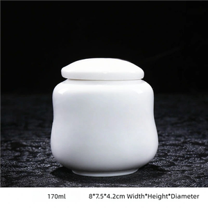 Bianco <span class=keywords><strong>Pet</strong></span> Cinerary scrigno in ceramica bianca semplice urna cremazione cineraria urna cineraria gatto e cane elegante urna della morte - Product Image 2