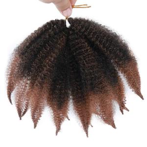 Synthétique Crochet Cheveux Bouclés Extension 8 Pouces Ombre Tressage Cheveux Afro Crépus En Vrac Twist Tresses <span class=keywords><strong>Noir</strong></span> <span class=keywords><strong>Blond</strong></span> Bundles - Product Image 2