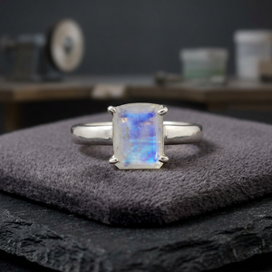 Piedra Lunar Arcoíris Natural Azul Fuego con Engaste de Bisel en Plata de Ley 925 Sólida, Joyería Clásica Hecha a Mano, Proveedor Mayorista, Regalo de Boda - Product Image 3
