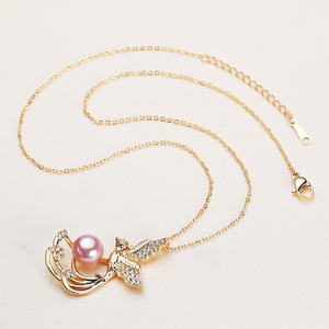 สร้อยคอจี้ไข่มุกฟีนิกซ์ยี่ห้อเวินฉีสำหรับผู้หญิง ไข่มุกน้ำจืดขนาด 10 มม. ประดับด้วยโลหะผสมทองแดง ผลิตในจีน - Product Image 1