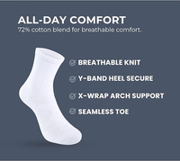 Chaussettes de sport confortables avec soutien de la voûte plantaire et amorti en coton biologique pour pickleball et tennis