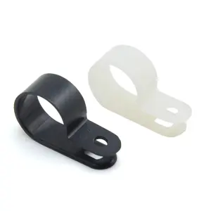 12.7mm Black white high quality R-Type Wire Clip 1/2 Black nylon cable clamp Wire Tightening Clamps