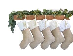 Offre Spéciale monogramme jute fête décoration bas <span class=keywords><strong>de</strong></span> noël chaussettes pour la maison décoration suspendue - Product Image 1