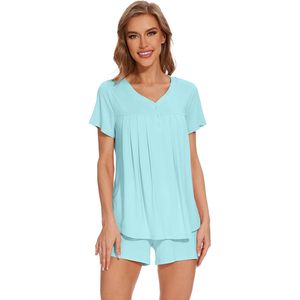 Ensemble de pyjama en viscose de bambou pour femmes, haut à manches courtes et short, vêtements de nuit rafraîchissants, tailles S-XXL - Product Image 6