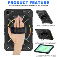 Étui de tablette robuste antichoc pour Samsung Tab A9+/ Tab A11+ avec bandoulière, coque de protection robuste en silicone PC à 3 couches