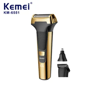 Kemei-Afeitadora eléctrica 3 en 1 para hombre, cortadora de pelo, km-6551 de barba, LED, USB