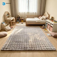 Tapis en fourrure de lapin moelleux pour salon et chambre d'enfant, tapis à bulles en fourrure de lapin, motif 3D, tapis en fourrure de lapin fabriqués à la machine