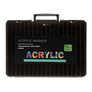 Marcadores acrílicos de caja negra pequeña para <span class=keywords><strong>Amazon</strong></span>, 72 colores, doble extremo, doble color, impermeable, punta suave, juego de plástico DIY - Product Image 2