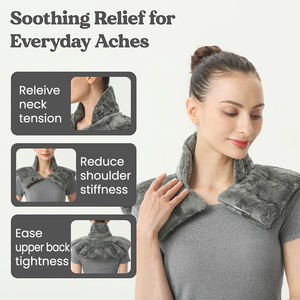 Calentador de cuello y hombros calentado para microondas de lavanda, almohadilla de calentamiento de cuello ponderado para aliviar el dolor, semillas de lino, bolsa de trigo - Product Image 4