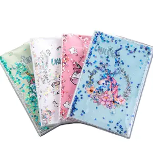 attractive colorful pvc liquid glitters school notebook cover