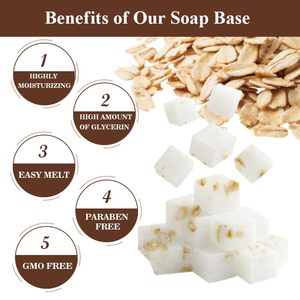 Base de savon à faire fondre à l'<span class=keywords><strong>avoine</strong></span> 10lb, infusée aux huiles <span class=keywords><strong>d</strong></span>'olive et de coco biologiques, pour soins doux de la peau, matière première artisanale DIY, base de savon à l'<span class=keywords><strong>avoine</strong></span> - Product Image 3