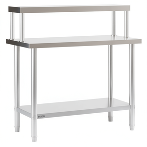 Commercial Kitchen <b>Work</b> <b>Table</b> 43.3x21.7x47.2 Stainless Steel Overshelf Polished Finish Freestanding - Product Image 1