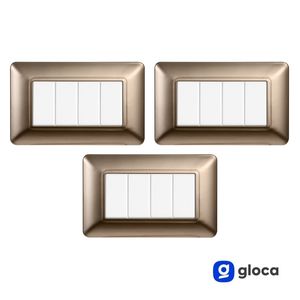 Interrupteurs muraux Gloca 4 voies 4 interrupteurs en plastique bronze et acier, installation facile, lot de 3 - Product Image 2