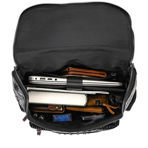 Zaino in vera pelle con fiore di coccodrillo stile coreano borsa da uomo con strato <span class=keywords><strong>superiore</strong></span> in pelle di mucca Multi-funzionale per studenti - Product Image 5