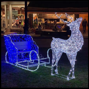 Grand renne LED extérieur avec traîneau pour la décoration de centres commerciaux, parcs et rues à Noël - Product Image 6
