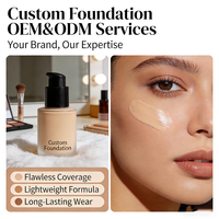 Ensemble de maquillage liquide longue tenue imperméable OEM, marque privée, comprenant un correcteur, un fond de teint matifiant, une crème solaire et un ensemble de pinceaux.