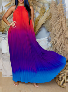 CY0330 Boutique Sexy Ropa de Verano Playa Halter Maxi Vestidos Mujeres Color Gradiente Suelto Casual Elegante Vestido Largo - Product Image 3