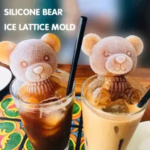 Cartoon Bear 3D Stereo Silicone Ice Tray Mold Quick-frozen and easy-to-release milk tea and coffee ice cube mold ice mold