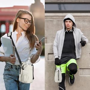 Portabottiglie con tracolla, borsa termica per bottiglie d'acqua con tasca per telefono, portabottiglie per escursioni e passeggiate - Product Image 2