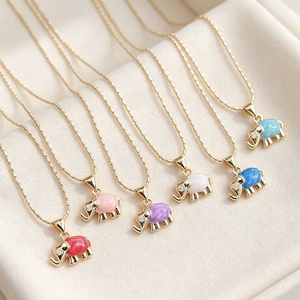 Collar con Colgante de Elefante Chapado en Oro de 18K para Mujer, Gargantilla con Medalla de Animal Esmaltado Colorido y Adorable, Joyería al por Mayor - Product Image 1