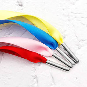 Lacets en satin personnalisés WEGOODZF de haute qualité, style décontracté, lisses et soyeux, lacets plats en polyester avec embouts métalliques, paires - Product Image 5