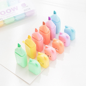 Ensemble de 4 mini-surligneurs couleur macaron, stylo marqueur ours, papeterie esthétique mignonne pour étudiants, accessoires scolaires et de bureau - Product Image 4