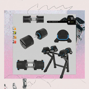 Ensemble d'haltères réglables en fonte recouvertes de caoutchouc 7-20 kg avec support de rangement pour la salle de sport à domicile - Product Image 3