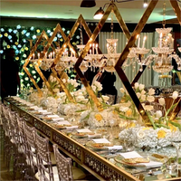 Centre de table en acrylique doré avec diamants, chandelier en cristal, porte-bougie, décoration de mariage, support de fleurs