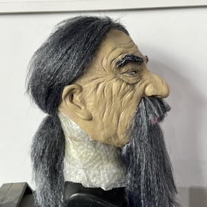 <span class=keywords><strong>Masque</strong></span> d'homme âgé effrayant pour Halloween, en <span class=keywords><strong>latex</strong></span>, visage d'horreur <span class=keywords><strong>avec</strong></span> de longs <span class=keywords><strong>cheveux</strong></span> et une barbe, accessoire de costume <span class=keywords><strong>réaliste</strong></span> pour fête - Product Image 1