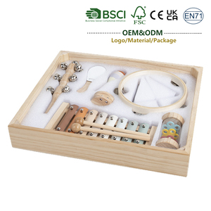 Montessori Toys Eco-friendly Solid Wood Percussion Instrument 8-Piece Set Xylophone <strong>Baby</strong> <strong>Rattles</strong> Wooden Orff Instrument Gift Set - Product Image 1