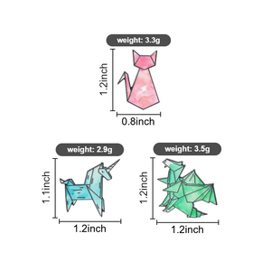 Sevimli Origami Hayvan Emaye İğneleri Geometrik Kağıt Katlamalı Kedi <span class=keywords><strong>Unicorn</strong></span> Ejderha Broş Takı Toptan Satış - Product Image 6