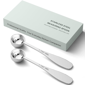 Cuchara medidora de acero inoxidable de grado alimenticio de alta calidad logotipo personalizado 2,5 ml 5ml cuchara de té de café Matcha de Metal con caja de regalo - Product Image 1