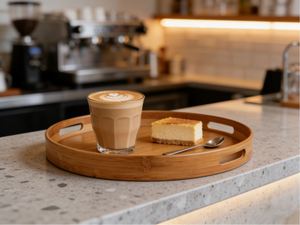 Bandeja Redonda de Bambú Natural con Asas, Borde Elevado, para Desayuno y Café, para Hogar, Hotel, Restaurante, Venta al por Mayor, Personalizable - Product Image 4