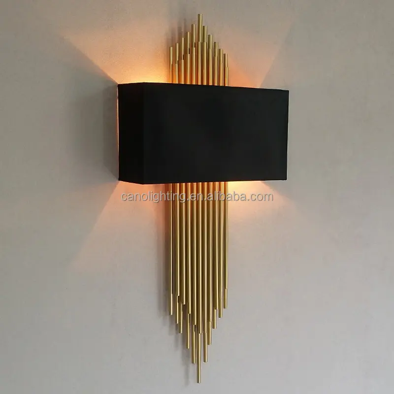 Brass Hotel Gold and Black Wall Sconce Light Hotel Decorative Wall Lamp