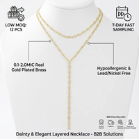 Collier minimaliste en chaîne figaro plaqué or 14 carats, collier superposé pour femmes, chaîne tennis en diamant, tendance pour les fêtes