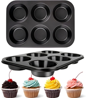 Moule à muffins géants 6 cavités, antiadhésif, en acier au carbone, réutilisable, pour la pâtisserie maison