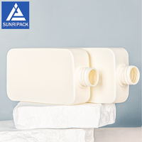 Bouteille de shampoing en gros de 300 ml, bouteille en plastique HDPE plate carrée vide blanche pour emballage de soins corporels, nettoyant, crème pour le visage, lotion